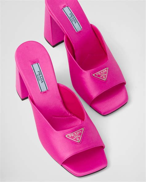 prada high-heeled satin slides|Prada Heeled Sandals .